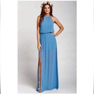 NWT Show Me Your Mumu Heather Halter Dress Size XXS Coastal Blue